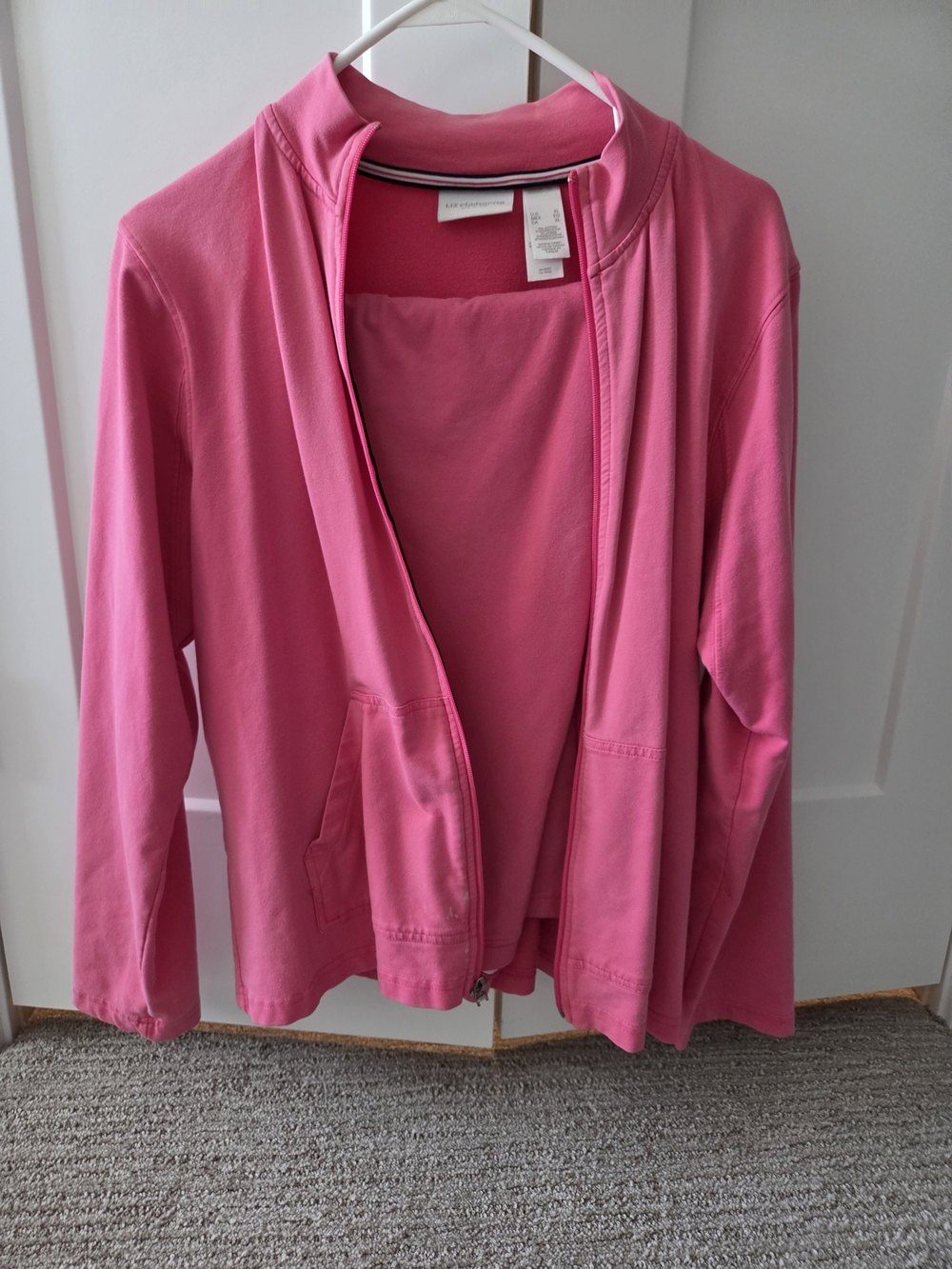 Liz Claiborne Vintage Pink Cotton Lounge Set - Zip-Up Jacket + Pants